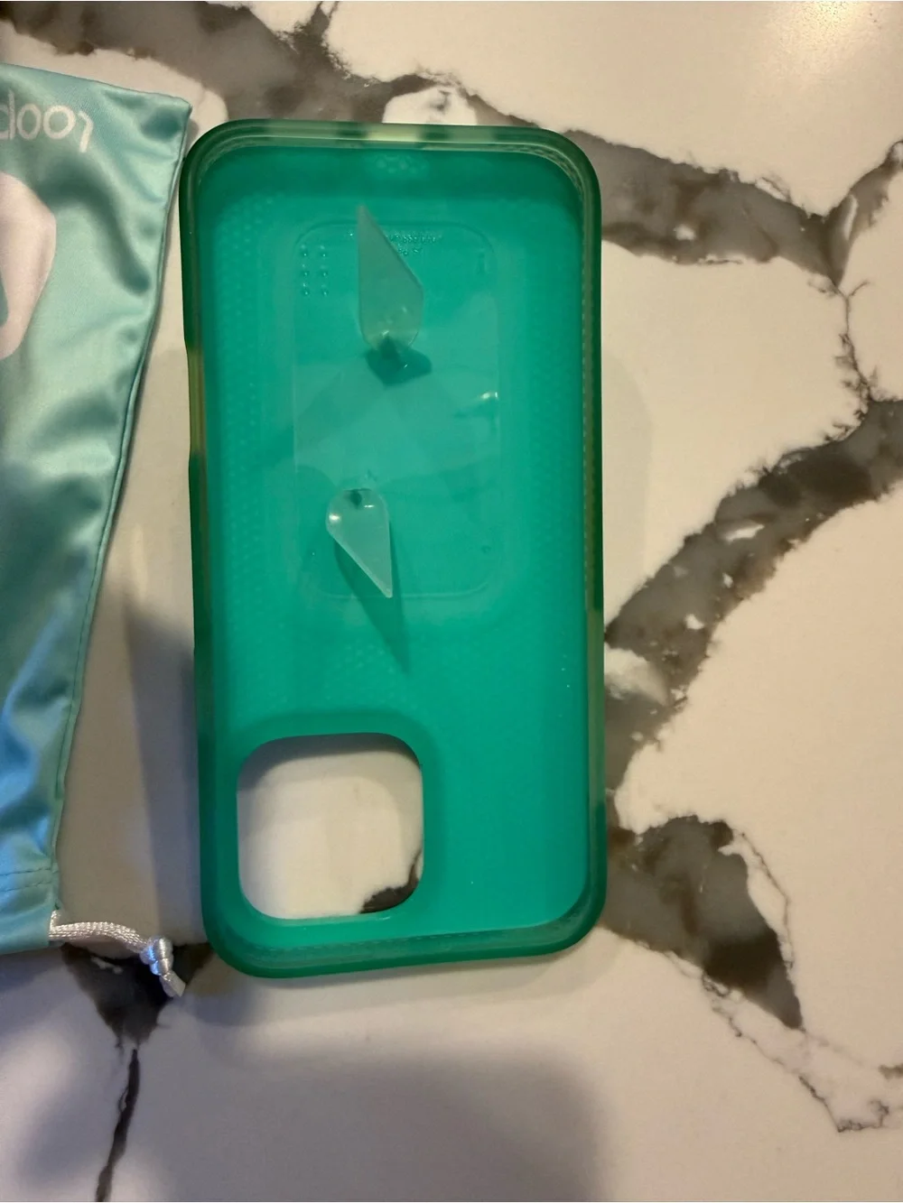 Loopy Case 16 Pro Max Mint Splash Phone Case with Loop and Matching Dust Bag